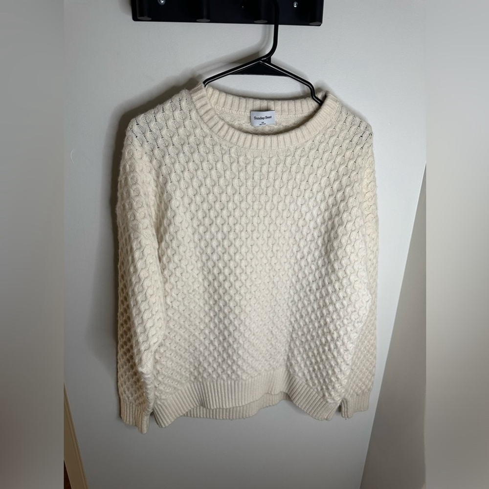 Sunday Best Cream Cable Knit Crewneck Sweater